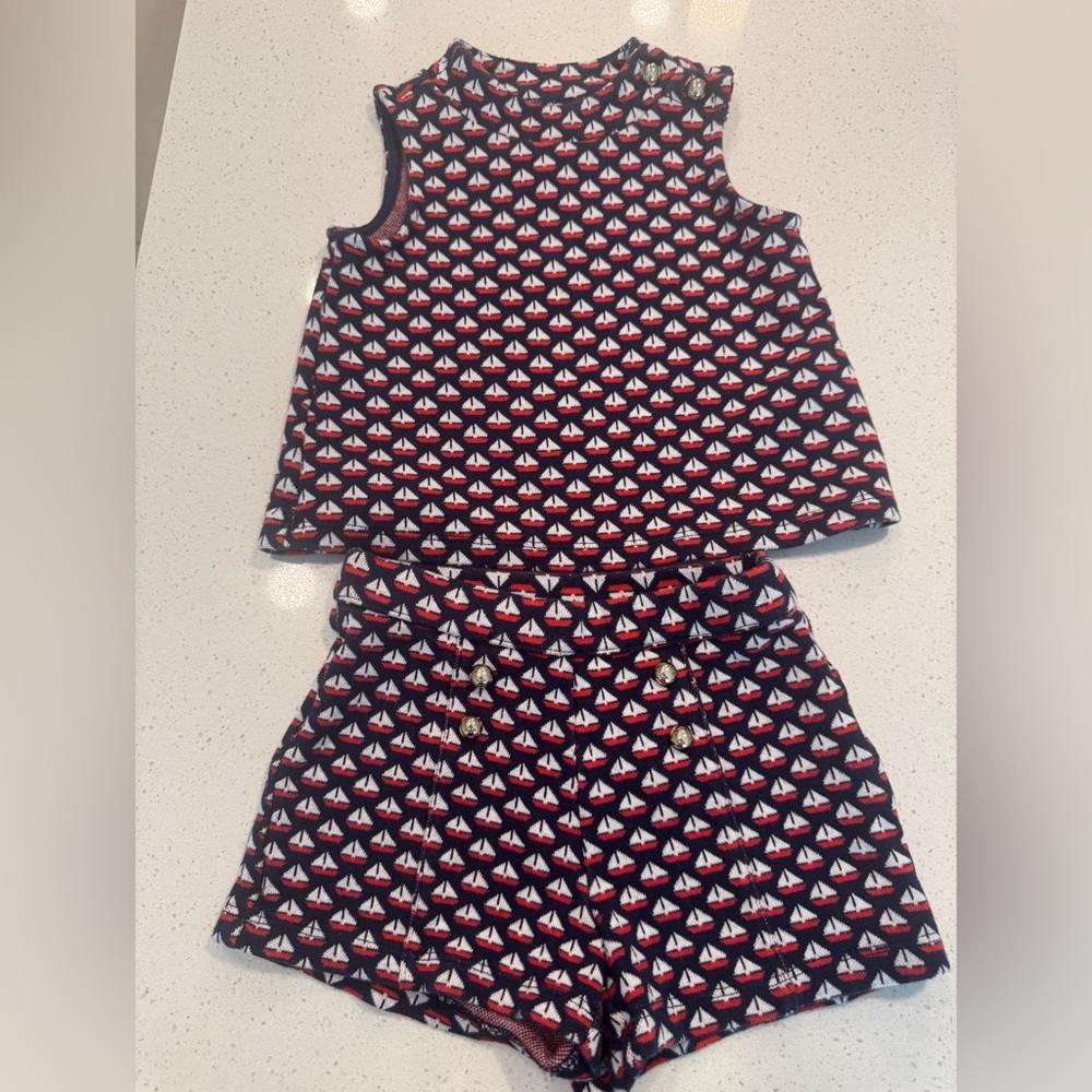 Janie and jack jacquard sailboat top and shorts set